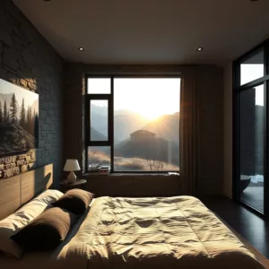 Bedroom-_contemporary-_Stone-_Evening_Sun-_Villa-_black-_right_next_to_mountain-_Large_Windows_3520_genIm