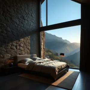 Bedroom-_contemporary-_Stone-_Evening_Sun-_Villa-_black-_right_next_to_mountain-_Large_Windows_5643_genIm