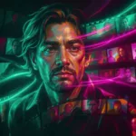 A portrait dissolving into colorful ghosted frames across time, evoking AI-generated motion