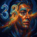 Glowing numeric seed transforming into a swirling painterly abstract composition